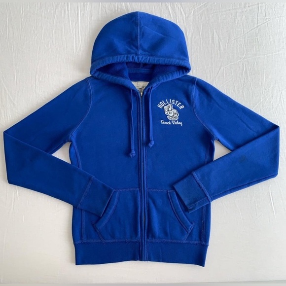 Hollister Women's Vibrant Blue Zip-Up Hoodie M - Picture 7 of 7
